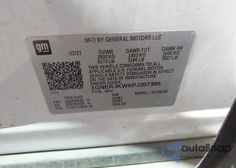 2023 Chevrolet Traverse Fwd Rs z USA, uszkodzony, nr VIN 1GNERJKWXPJ207395